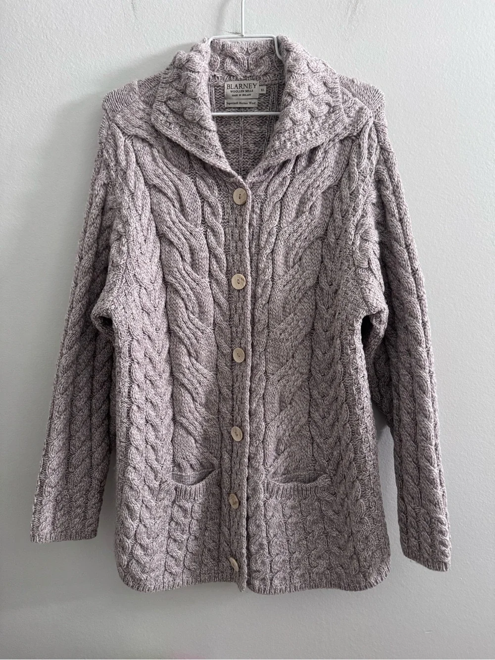 Blarney Woollen Mills Supersoft Merino Wool Made in Ireland Cardigan Size XL